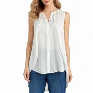 addison Revolve Cascade Hem Button Front Drapey Blouse Ivory Size S